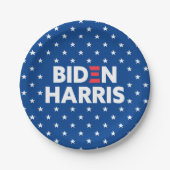 Biden / Harris White Stars Pattern Blue Papieren Bordje (Voorkant)