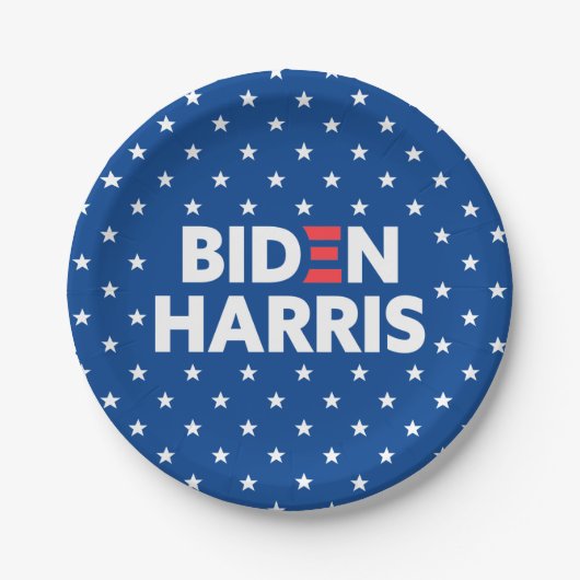 Biden / Harris White Stars Pattern Blue Papieren Bordje (Voorkant)