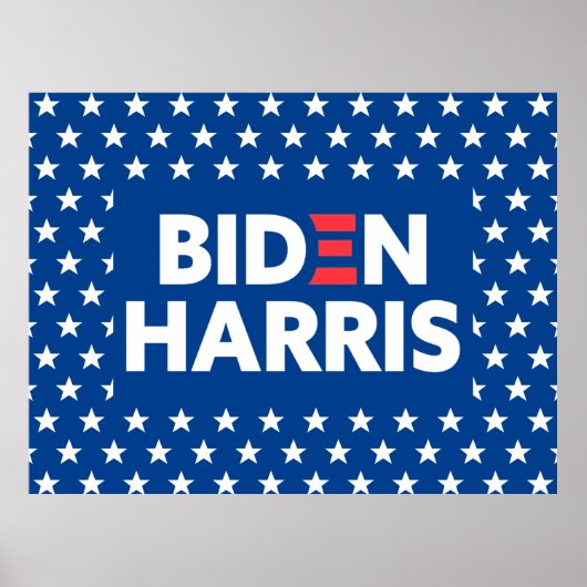 Biden / Harris White Stars Pattern Blue Poster (Voorkant)