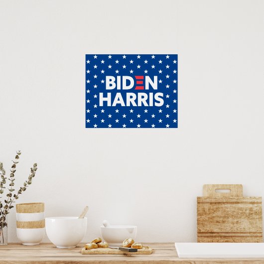 Biden / Harris White Stars Pattern Blue Poster (Keuken)