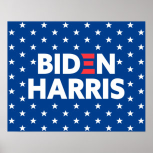 Biden / Harris White Stars Pattern Blue Poster