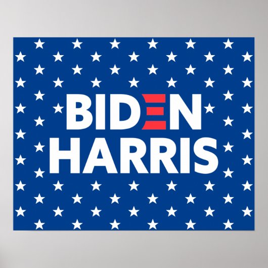 Biden / Harris White Stars Pattern Blue Poster (Voorkant)