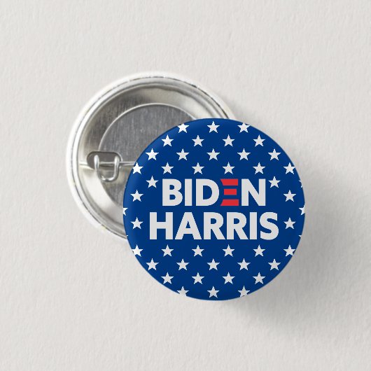 Biden / Harris White Stars Pattern Blue Ronde Button 3,2 Cm (Voorkant /achterkant)