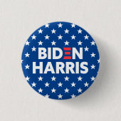 Biden / Harris White Stars Pattern Blue Ronde Button 3,2 Cm (Voorkant)