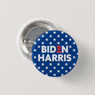 Biden / Harris White Stars Pattern Blue Ronde Button 3,2 Cm