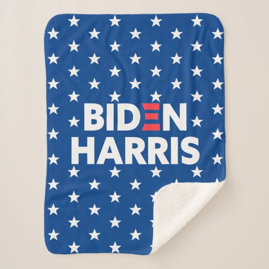 Biden / Harris White Stars Pattern Blue Sherpa Deken (Voorkant)