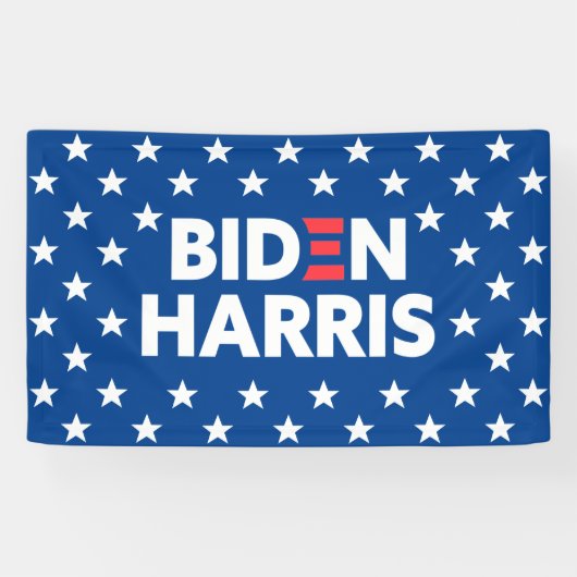 Biden / Harris White Stars Pattern Blue Spandoek (Horizontaal)