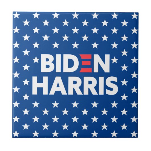 Biden / Harris White Stars Pattern Blue Tegeltje (Voorkant)