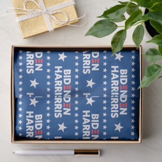 Biden / Harris White Stars Pattern Blue Tissuepapier (Geschenk)