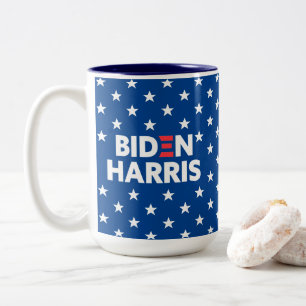 Biden / Harris White Stars Pattern Blue Tweekleurige Koffiemok