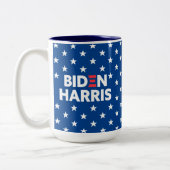 Biden / Harris White Stars Pattern Blue Tweekleurige Koffiemok (Links)