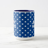 Biden / Harris White Stars Pattern Blue Tweekleurige Koffiemok (Center)
