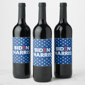 Biden / Harris White Stars Pattern Blue Wijn Etiket (Flessen)