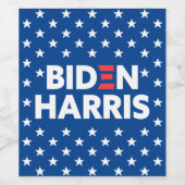 Biden / Harris White Stars Pattern Blue Wijn Etiket (Enkel label)