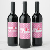 Biden / Harris White Stars Pattern roze Wijn Etiket (Flessen)
