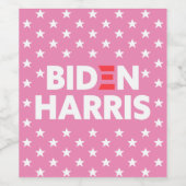 Biden / Harris White Stars Pattern roze Wijn Etiket (Enkel label)