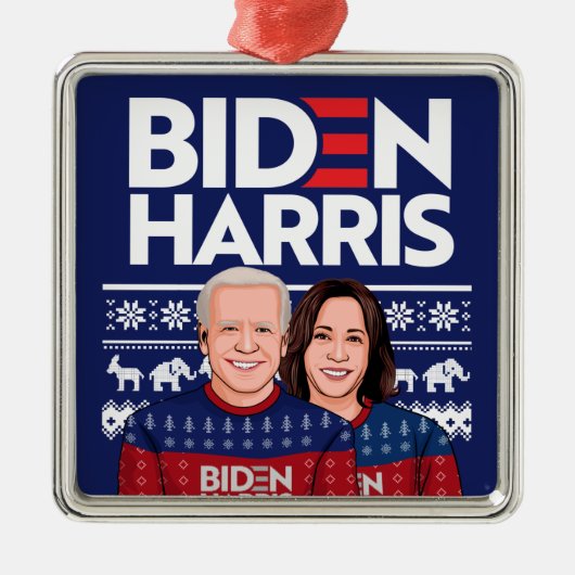 BIDEN HARRIS ZWARE SCHAKELAAR KAART METALEN ORNAMENT (Voorkant)
