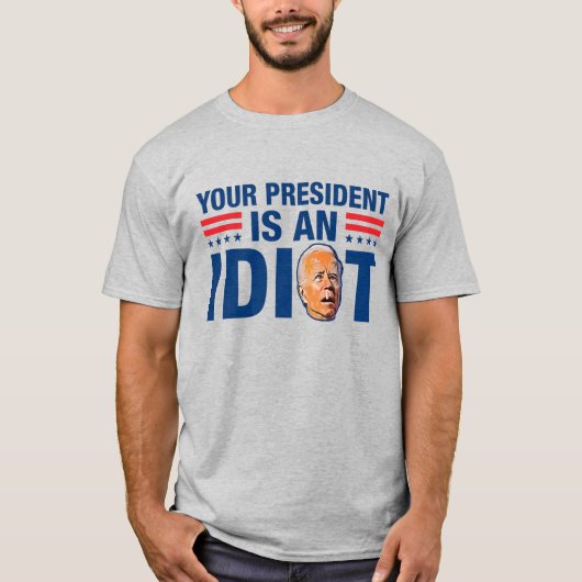 Biden is een idioot grappig anti Biden pro troef 2 T-shirt (Voorkant)