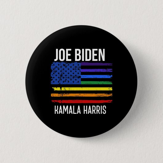 Biden Kamala Harris 2020 Rainbow US Flag LGBT Elec Ronde Button 5,7 Cm (Voorkant)
