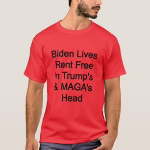 Biden leeft huurvrij in hoofd Trump T-shirt