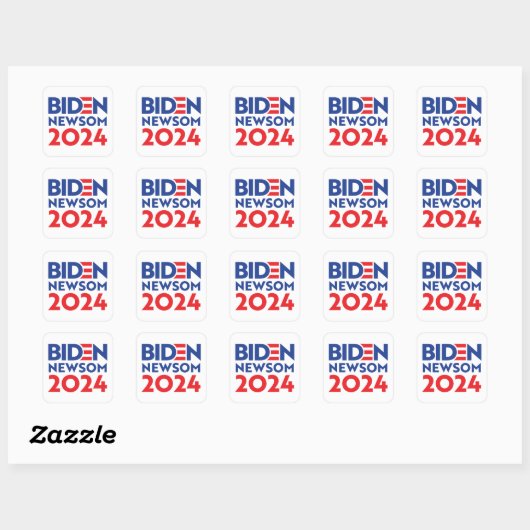 Biden Newsom 2024 Vierkante Sticker (Vel)