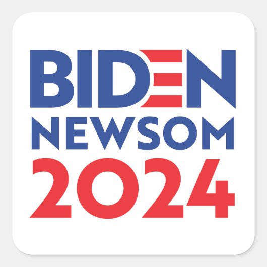 Biden Newsom 2024 Vierkante Sticker (Voorkant)