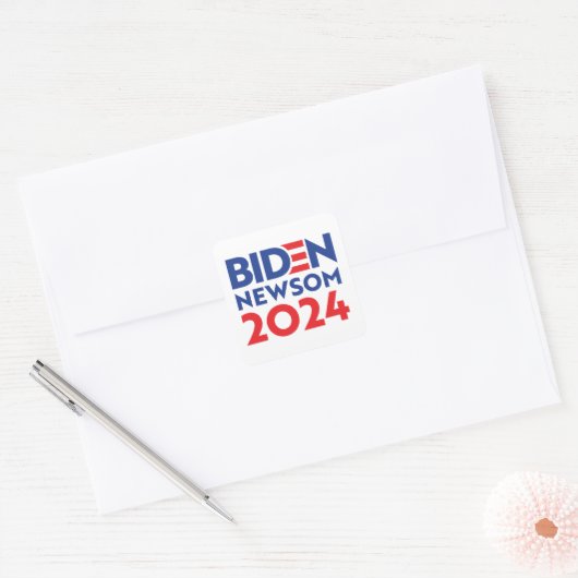 Biden Newsom 2024 Vierkante Sticker (Envelop)