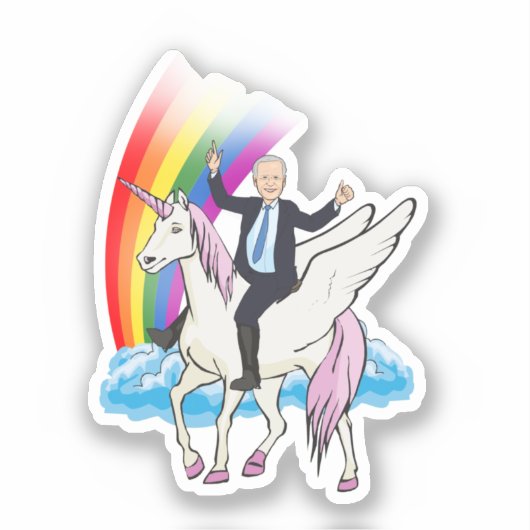 Biden op een eenhoorn sticker (Voorkant)