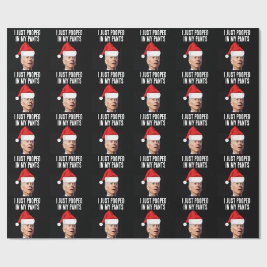 BIDEN POOPED IN BROEK KERST wrapping papier (Vlak)