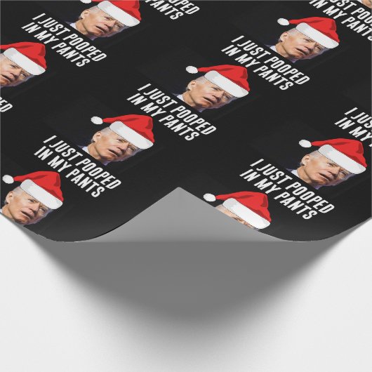 BIDEN POOPED IN BROEK KERST wrapping papier (Hoek)