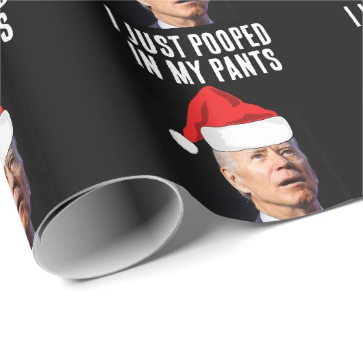 BIDEN POOPED IN BROEK KERST wrapping papier (Rol Hoek)
