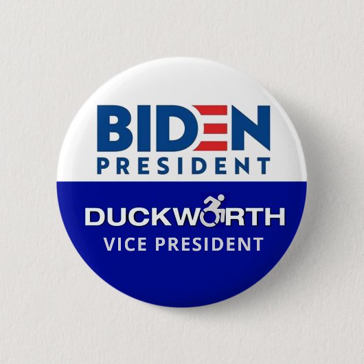 Biden President Duckworth Vice President Ronde Button 5,7 Cm (Voorkant)