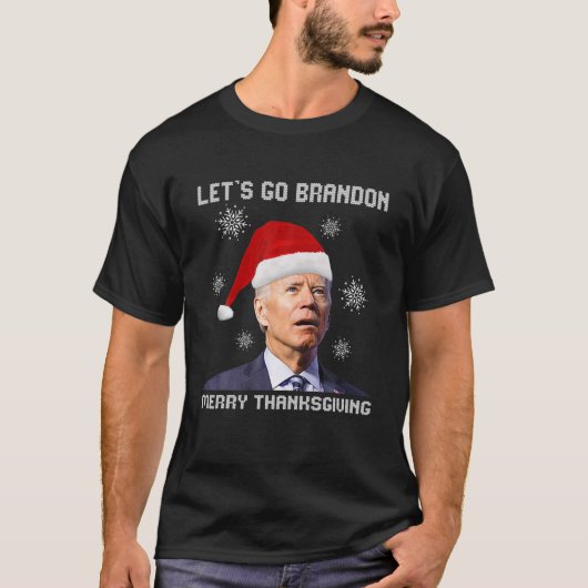Biden Santa Merry Thanksgiving Lets Go Branson Bra T-shirt (Voorkant)