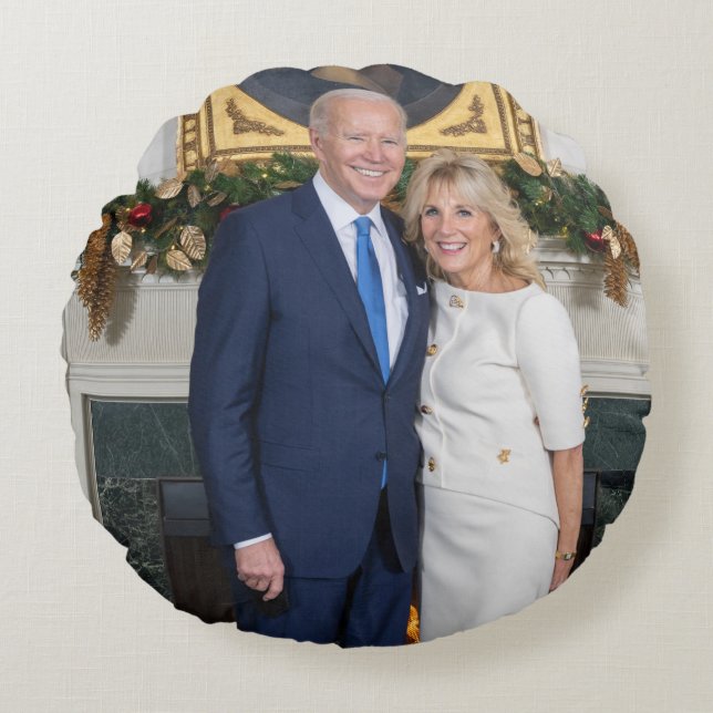 Biden State of the Christmas Union Rond Kussen (Voorkant)