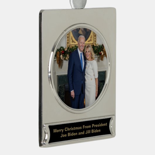 Biden State of the Christmas Union Verzilverd Banner Ornament (Rechts)