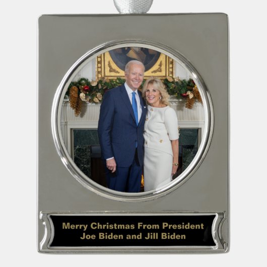 Biden State of the Christmas Union Verzilverd Banner Ornament (Voorkant)