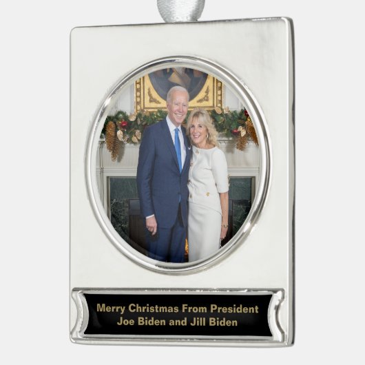 Biden State of the Christmas Union Verzilverd Banner Ornament (Links)