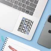 Biden-tekststapels Sticker (Laptop met iPhone)