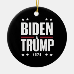 Biden Trump 2024 Grappige verkiezing Presidentiële Keramisch Ornament