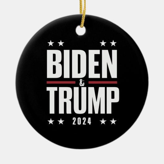 Biden Trump 2024 Grappige verkiezing Presidentiële Keramisch Ornament (Voorkant)
