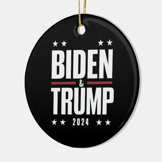 Biden Trump 2024 Grappige verkiezing Presidentiële Keramisch Ornament (Links)