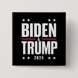 Biden Trump 2024 Grappige verkiezing Presidentiële Vierkante Button 5,1 Cm