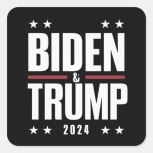 Biden Trump 2024 Grappige Verkiezing Presidentiële Vierkante Sticker