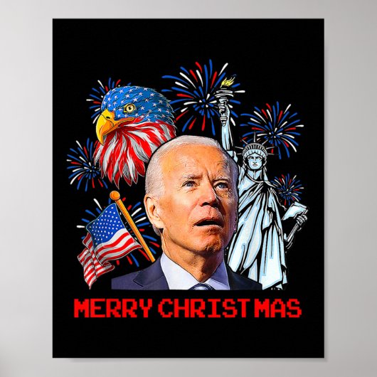 Biden Verward Patriottische Vrolijke Kerstmis voor Poster (Voorkant)