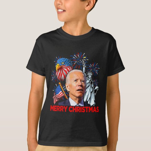 Biden Verward Patriottische Vrolijke Kerstmis voor T-shirt (Voorkant)