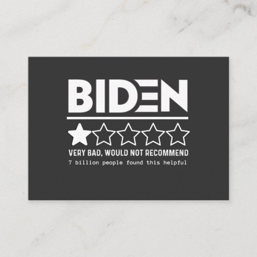 Biden Very Bad Would Not Recommend T-Shirt Visitekaartje (Voorkant)