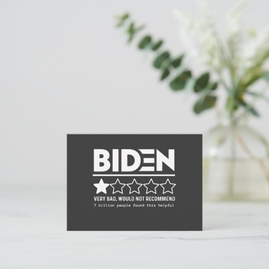 Biden Very Bad Would Not Recommend T-Shirt Visitekaartje (Staand voorkant)