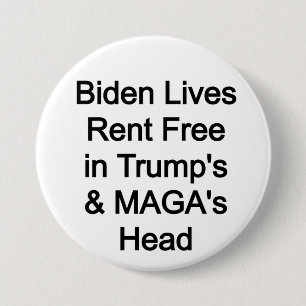 Biden woont huurvrij in Trumps hoofd Ronde Button 7,6 Cm