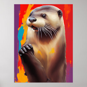 Bidende Otter Kunst Poster - Aanpasbare Print