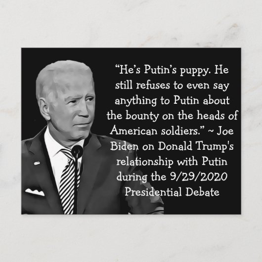 Biden's Quotes on Trump's Poetin Relatie Briefkaart (Voorkant)